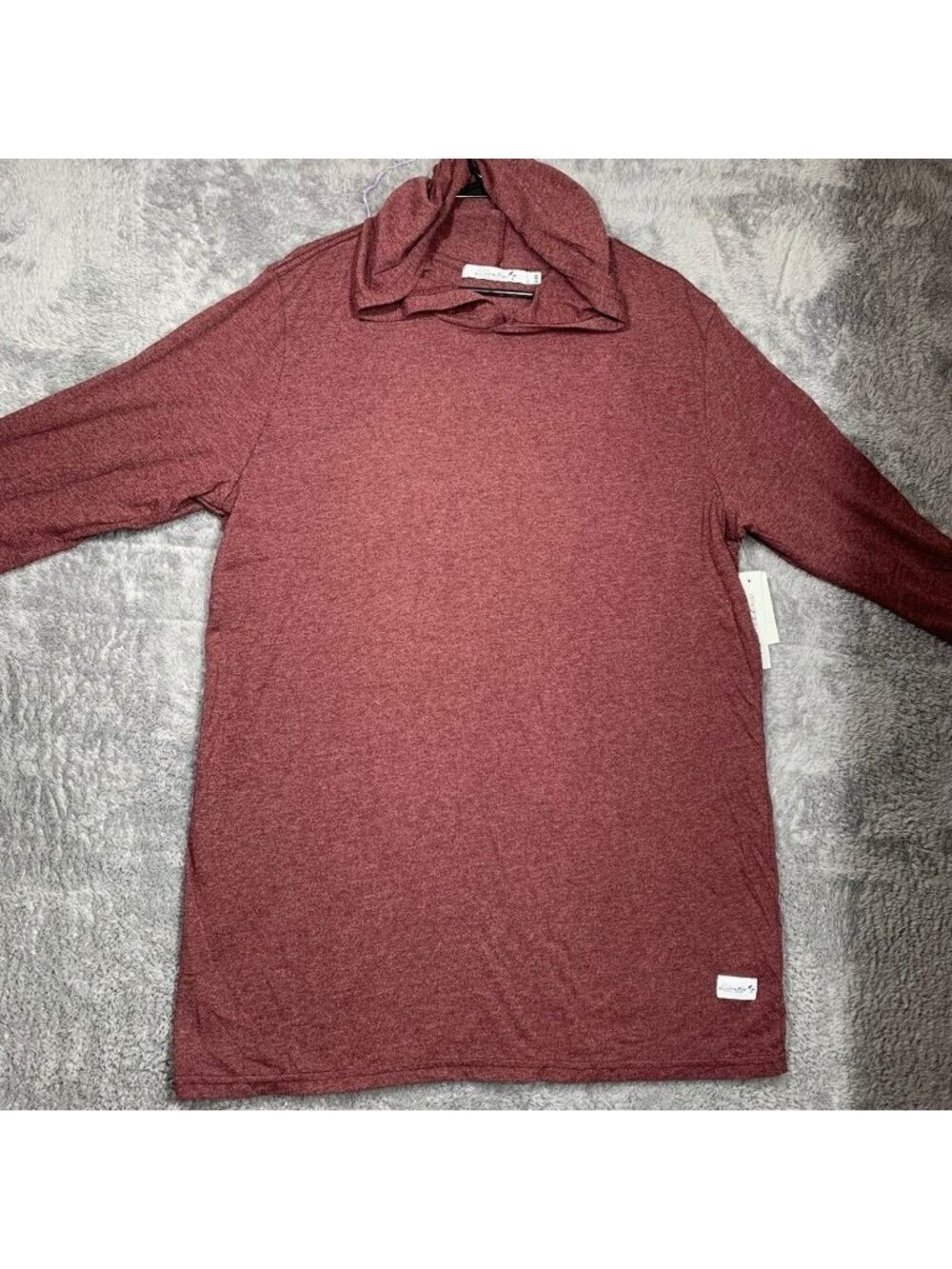Kinetix Hooded T-Shirt Mens XXL Burgundy Heather Long Sleeve Casual Luxury KXHT